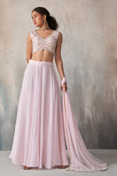 Designer sharara style inspired dress on pure georgette with beautiful Khatli Work.